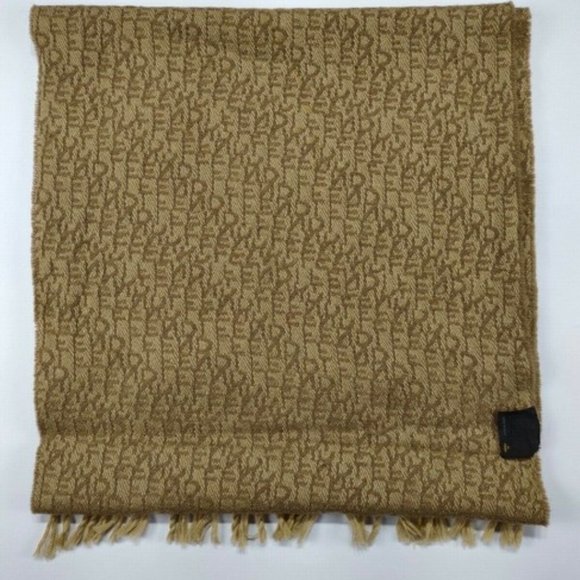 Fendi Camel Tan Logo Print Cashmere Wool Scarf - Picture 3 of 4